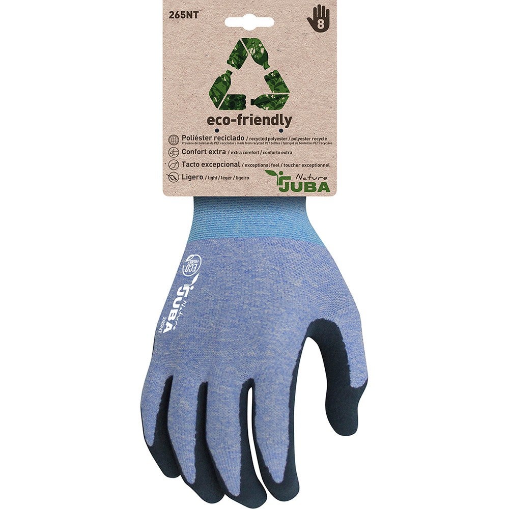 Guantes De Seguridad Juba G - Poliéster Sin Costuras Con Recubrimiento De Látex Rugoso, Talla 10