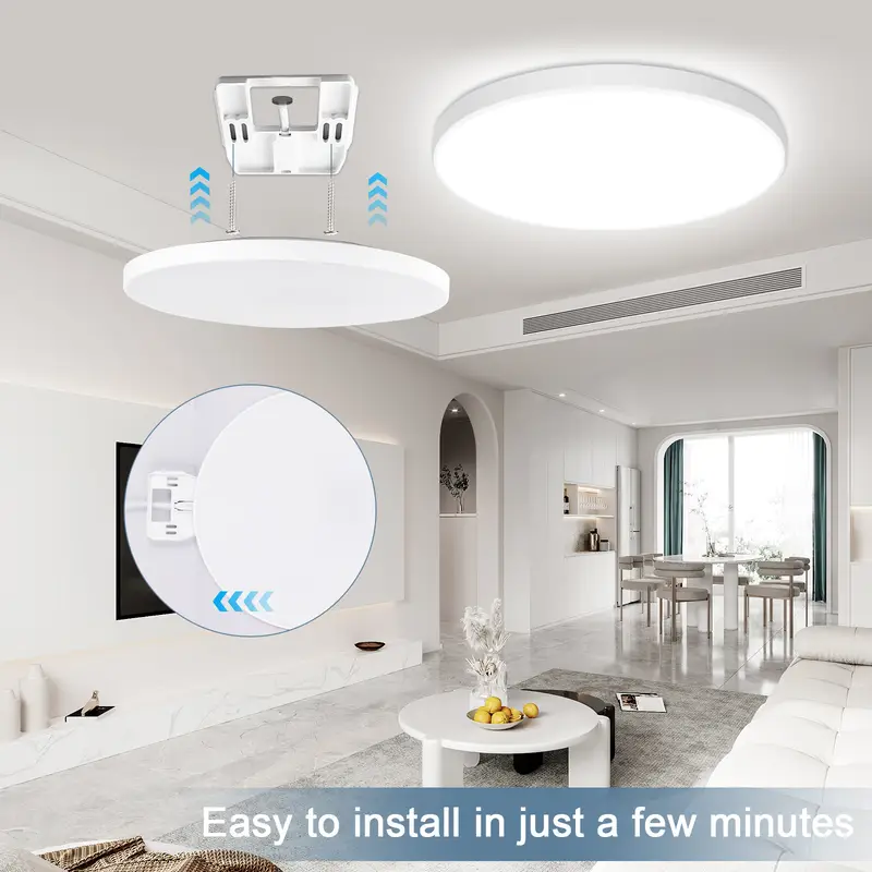 LOVHAUS Lot De 2 Plafonniers LED RGB Ronds, Télécommande, 24W 2400LM, 2700K-6500K, Changement De Couleur - 6