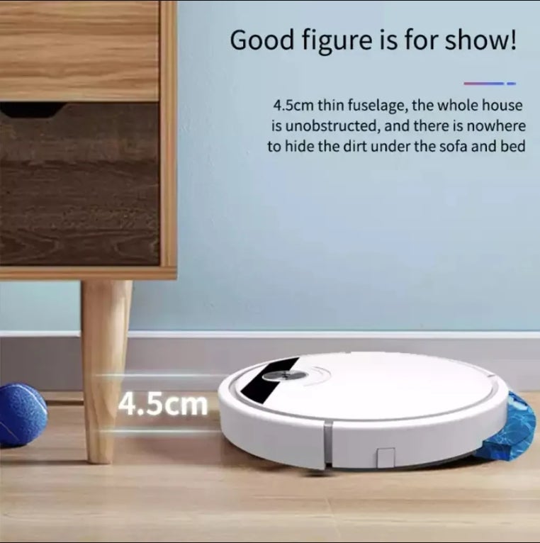 Inteligentny robot odkurzający z pilotem i aplikacją, moc ssania 1800 Pa i cicha praca 55 dB, kolor biały - 6