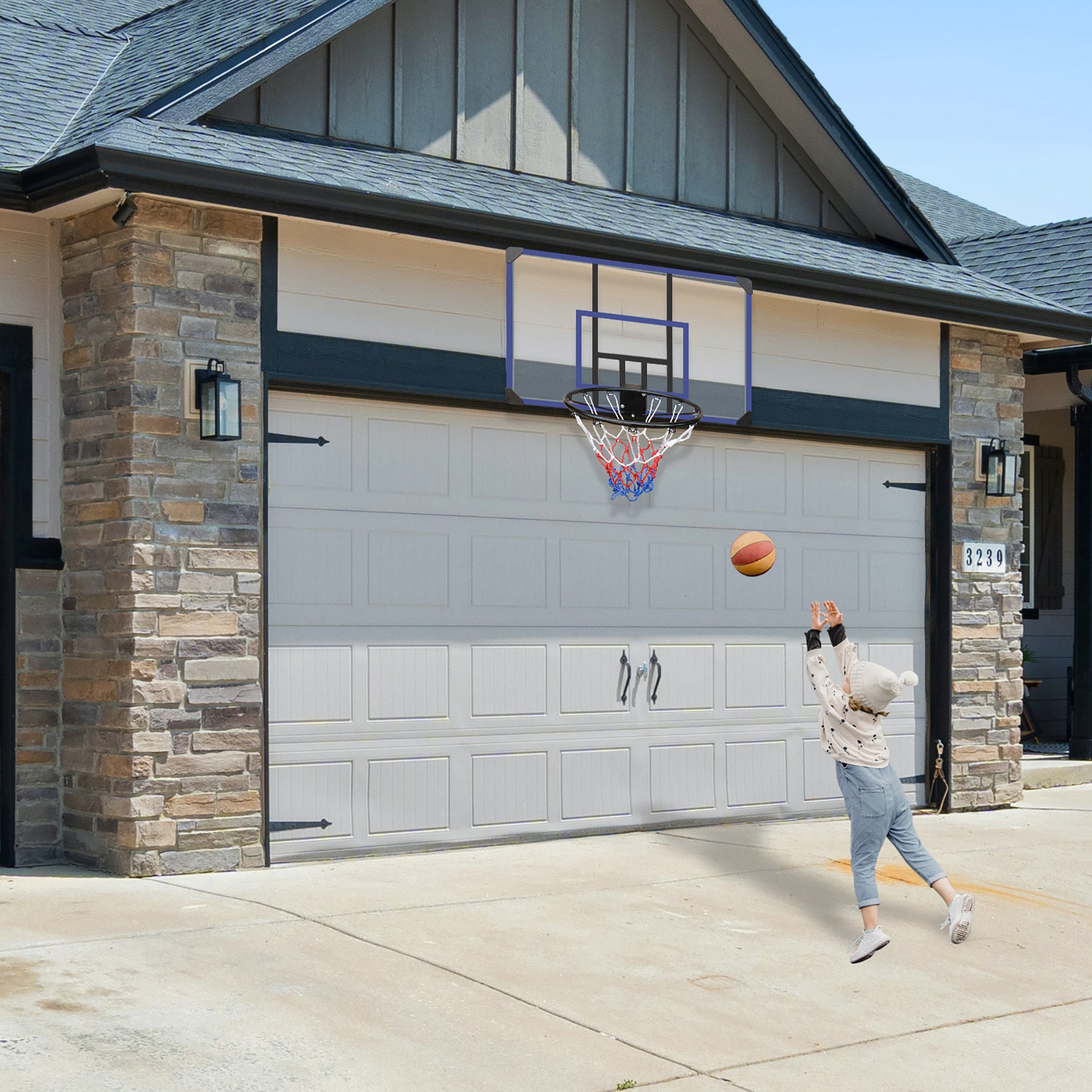SILVER VALLEY Canestro Da Basket Da Parete – Tabellone 76×45 Cm, Cerchio In Acciaio Da 41 Cm E Rete In Nylon, Per Esterni E Interni - 2