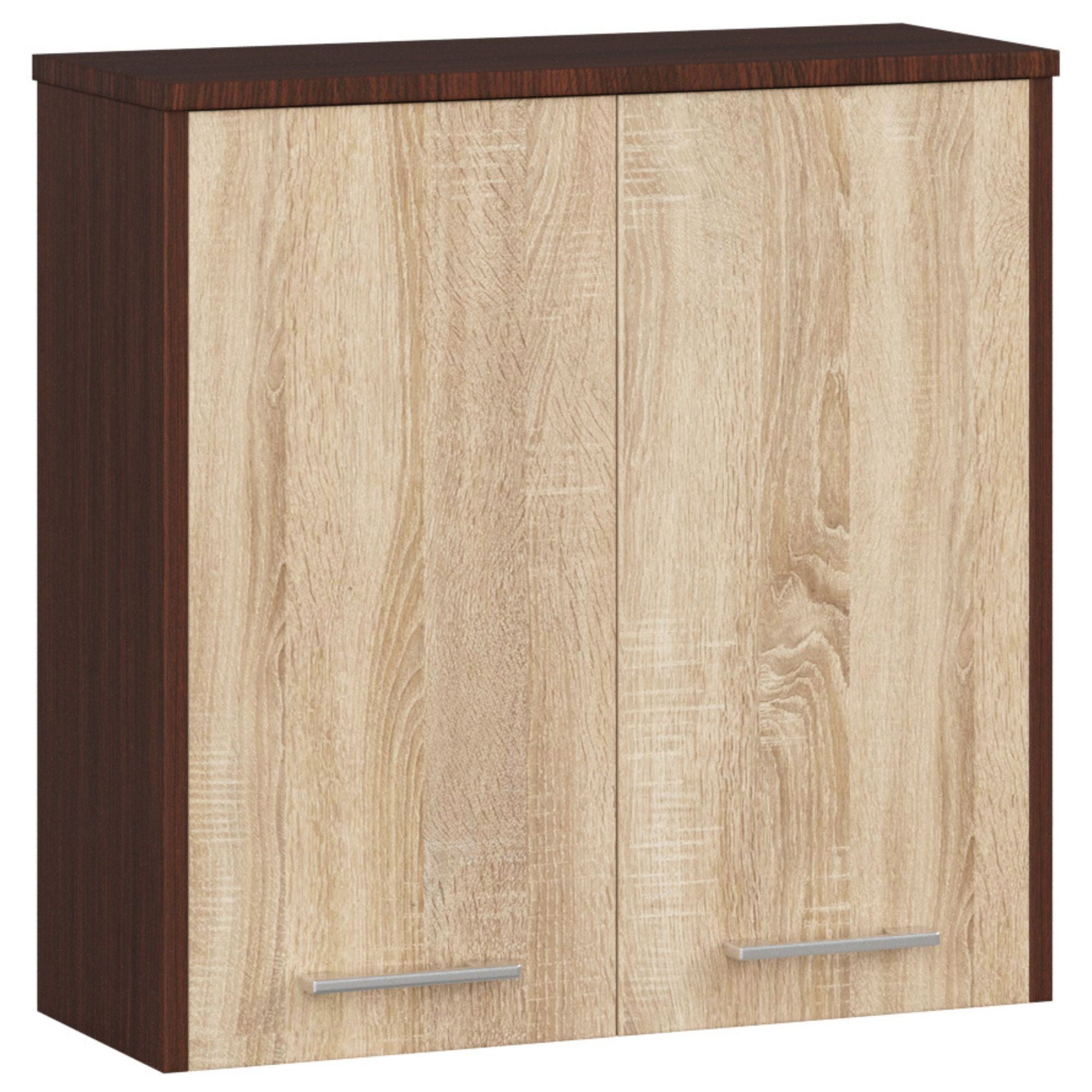 Armario colgante de baño akord fin wenge 60 cm 2 puertas frente en color roble sonoma 2 estantes 60x22,5x60 cm