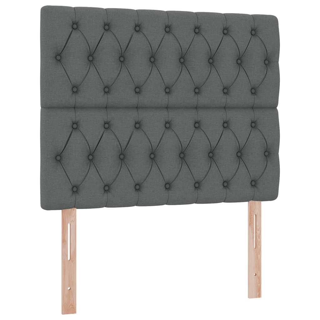 Lit avec rangement et matelas gris foncé 120 x 200 cm tissu - 9