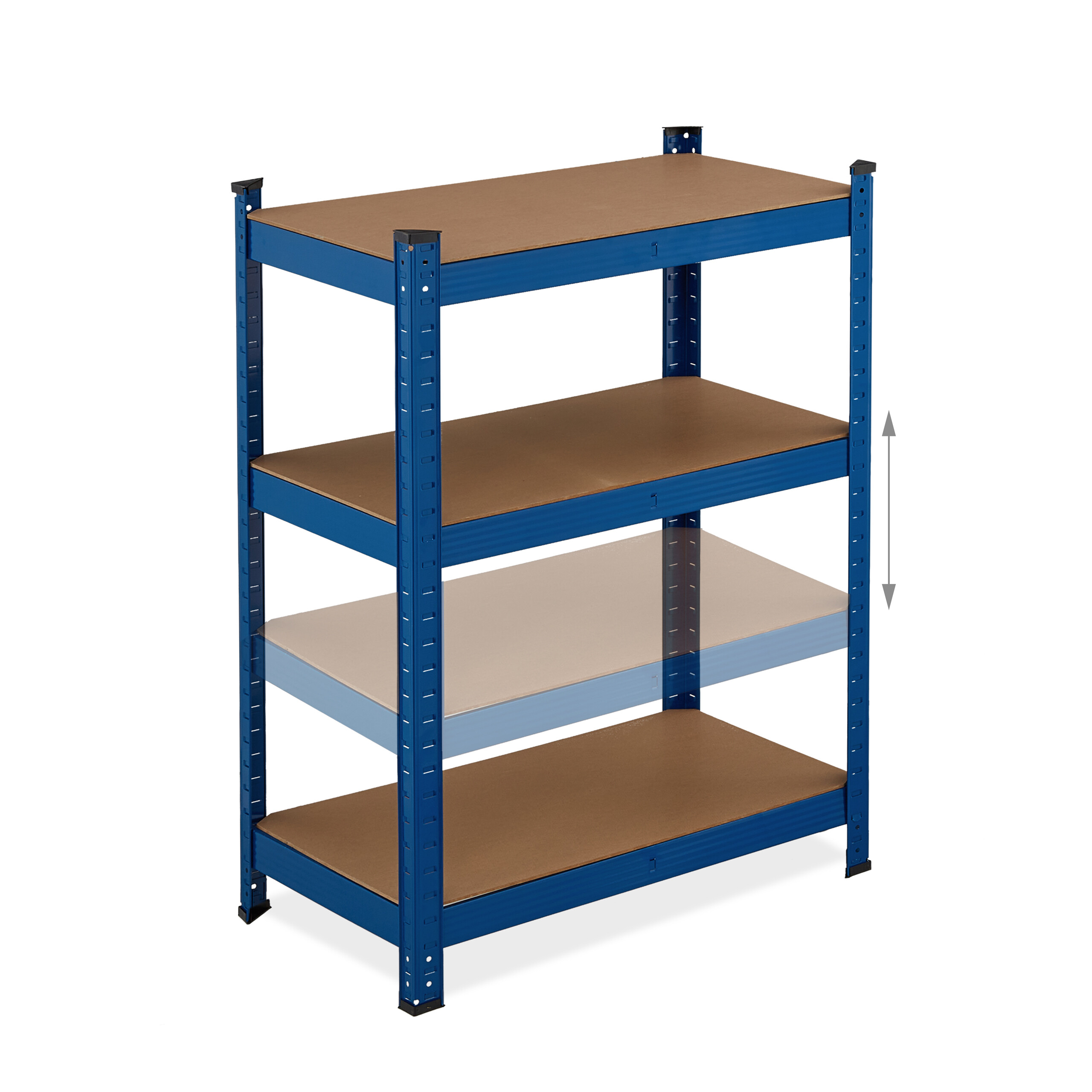 Relaxdays Étagère à charge lourde, 5 niveaux, HxLxP : 180x100x40 cm, jusqu'à 500 kg, acier, pour garage & cave, bleu - 7