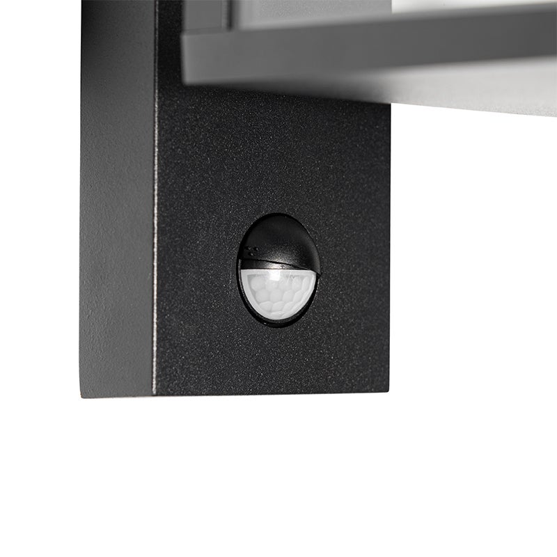 Qazqa industriale applique con sensore di movimento da esterno per giardino - Charlois - nero, max. 40w, compatibile con - 5