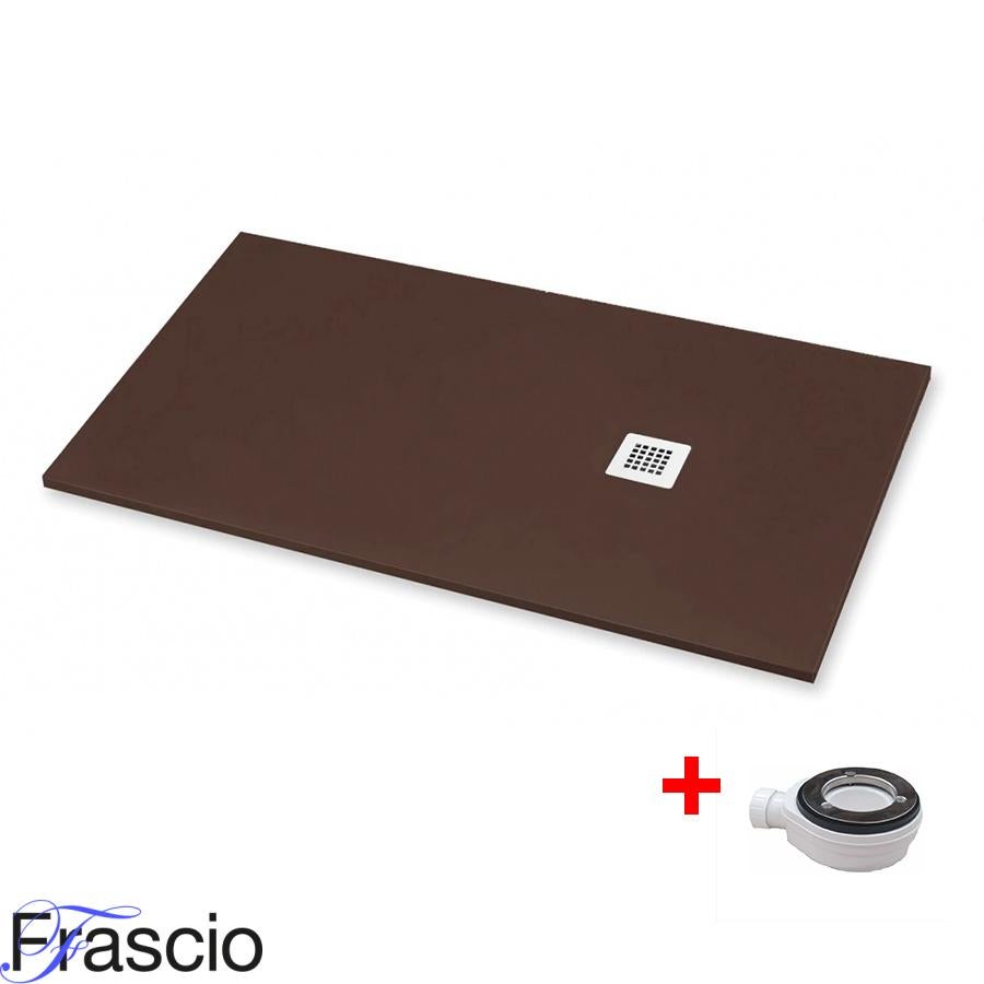 Brodzik Vulcano Line Slim 90x140 cm, kolor czekoladowy, RAL 8017, wykonany z żywicy syntetycznej i proszku marmurowego, - FRASCIO