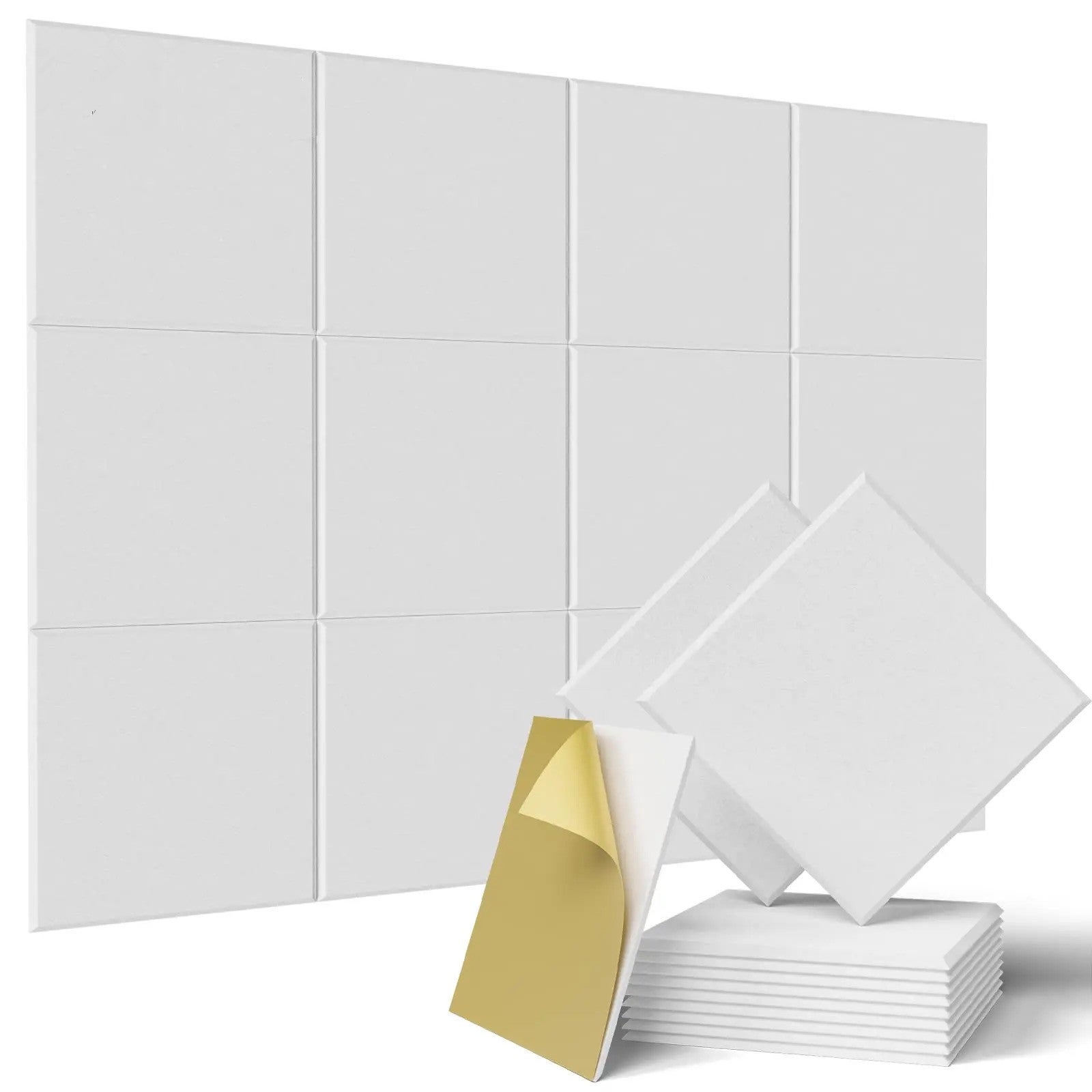 12 piezas de tableros de fieltro de 30*30 cm, pegatinas de pared autoadhesivas, tablón de anuncios, tablón de anuncios de oficina-blanco