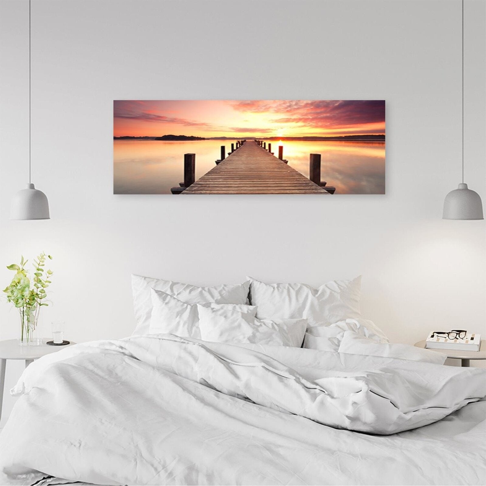 Tableau coucher de soleil sur le pont - 90 x 30 cm - 4