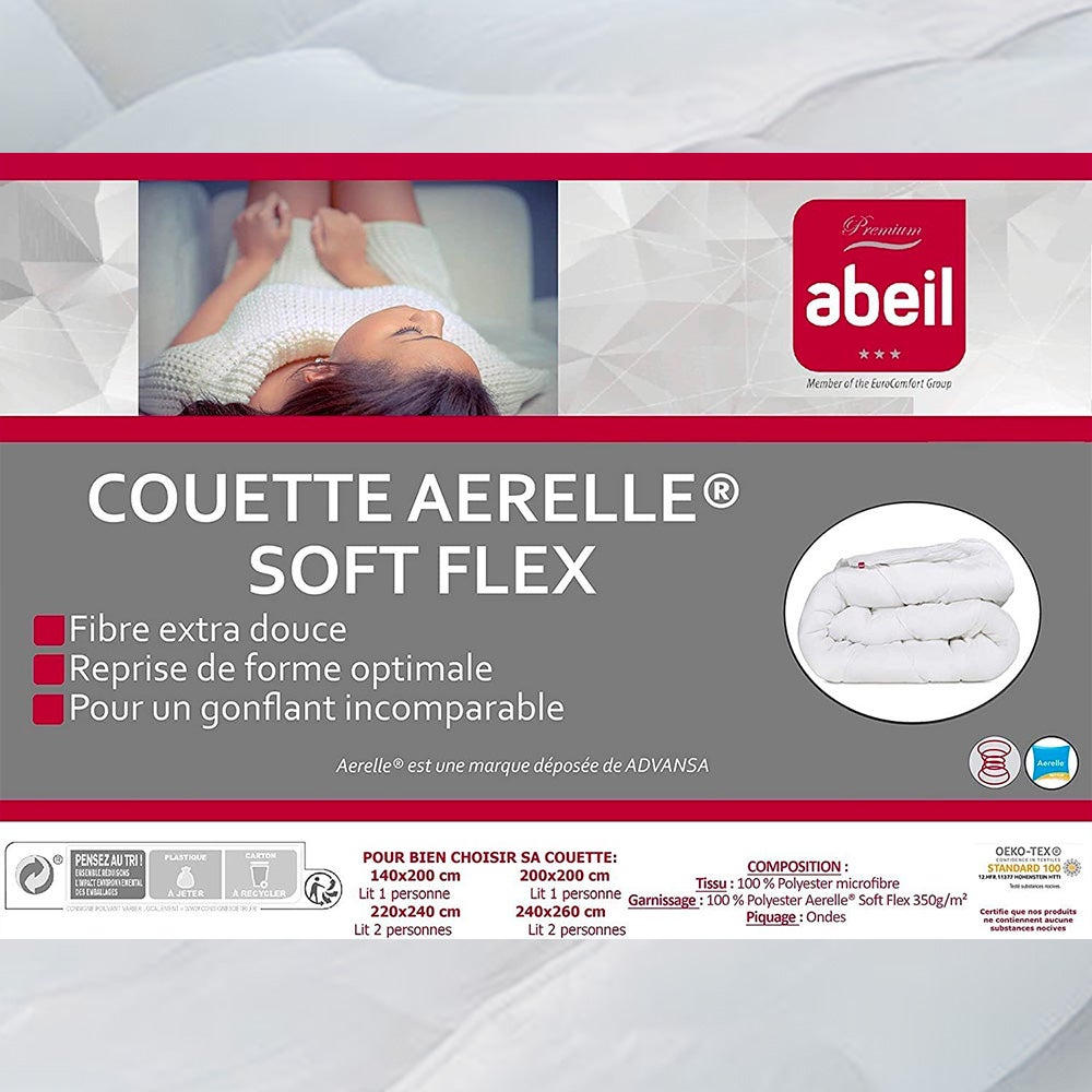 Couette de lit premium tempérée 350g blanc Aerelle soft flex ABEIL Dimension - 220x240 - 2