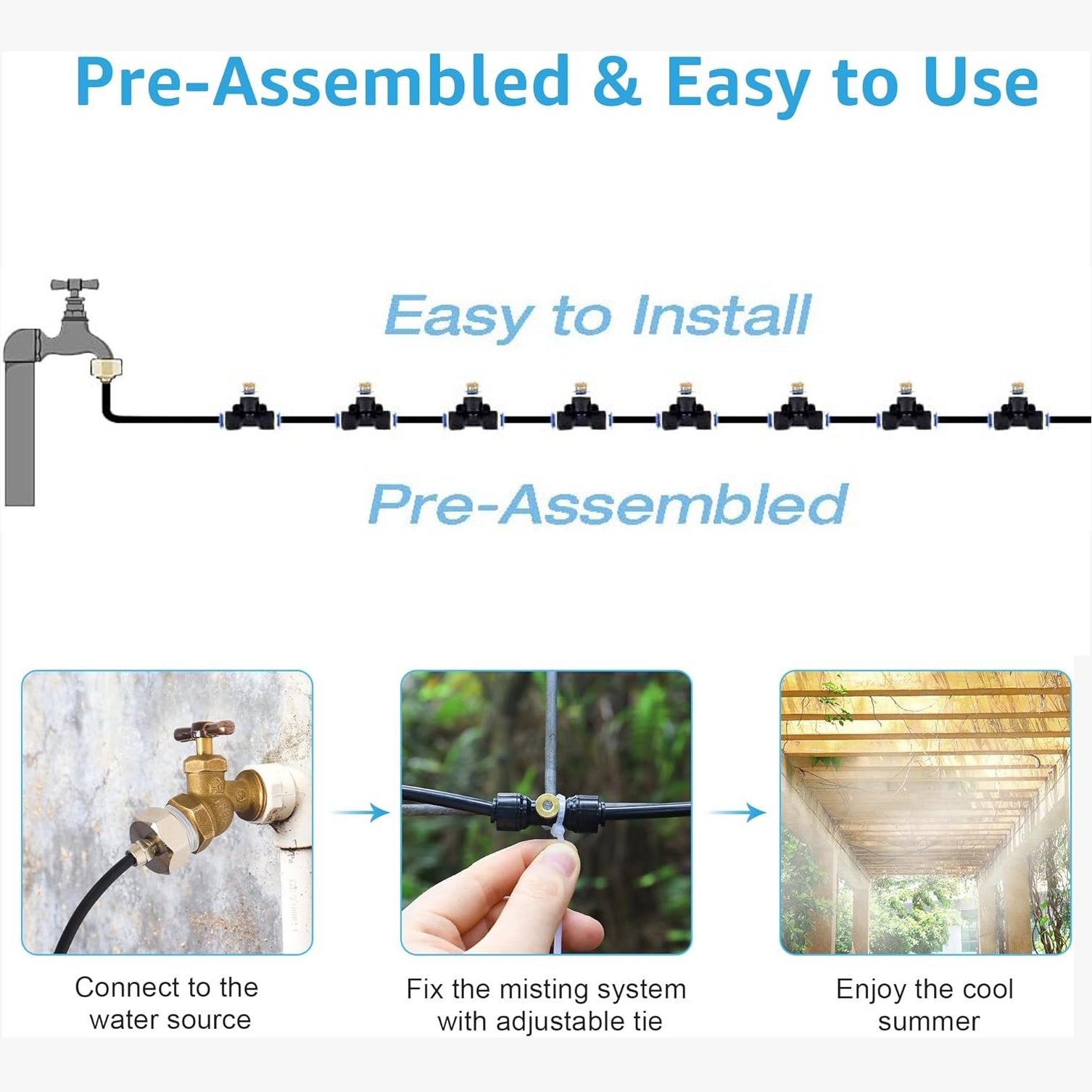 Kit de Brumisation DIY Norme Européenne 15m – Système de Refroidissement à Faible Pression, Idéal pour Terrasse et Jardin - 3