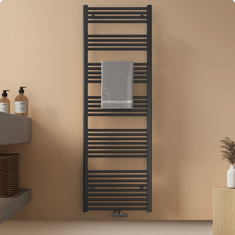 EMKE Grzejnik Łazienkowy 860W, 180x60 cm, 6 bar, do 8 m² – Antracytowy