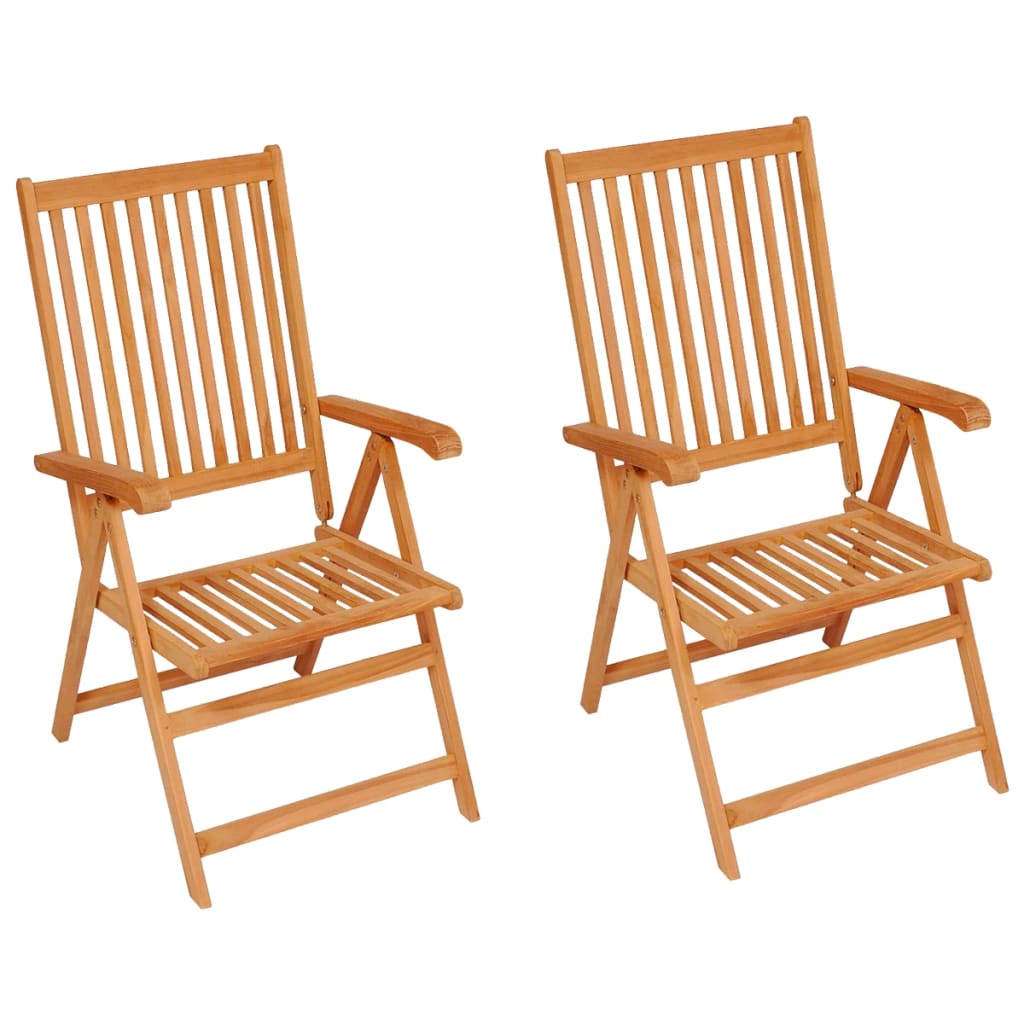 Maison Exclusive - Chaises de jardin lot de 2 et coussins crème Bois teck massif - 2