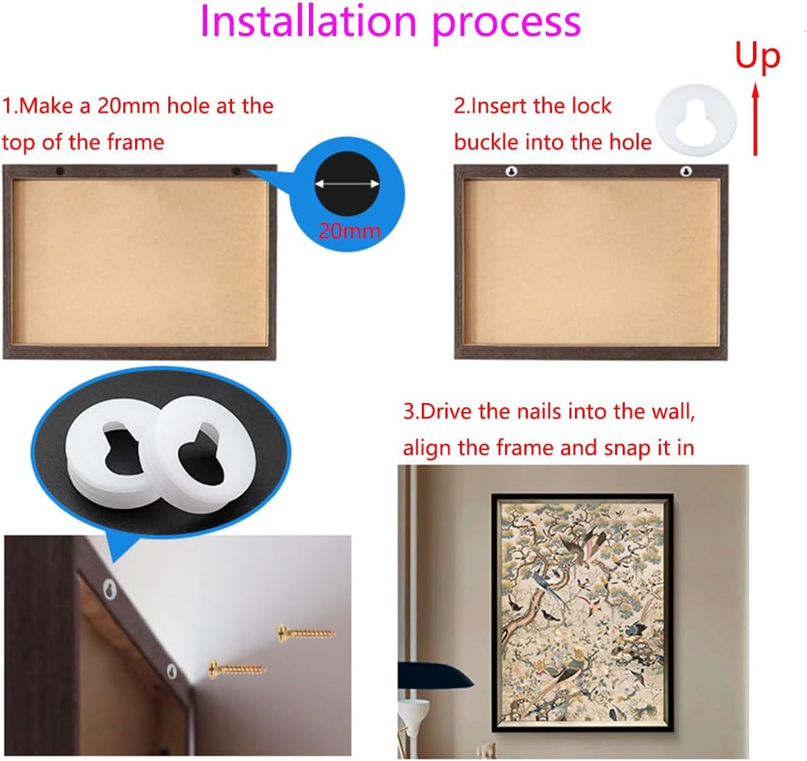 16 pezzi ganci a buco della serratura, clip per appendere a buco della serratura, staffe di sospensione, per appendere cornici alla parete - 5