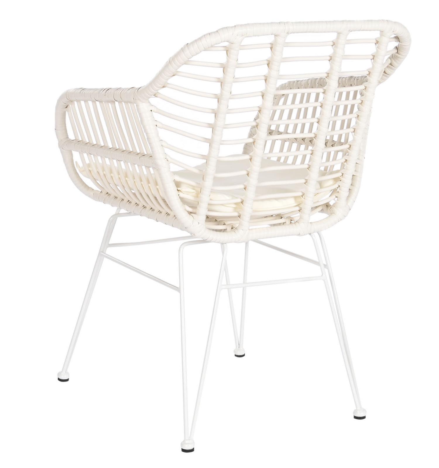 Ensemble de jardin avec table et 2 fauteuils en rotin synthétique et verre coloris blanc - 2
