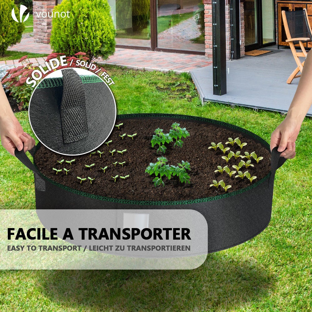 Lot de 3 sacs de plantation non tisse 200L avec poignee Noir VOUNOT® - 7