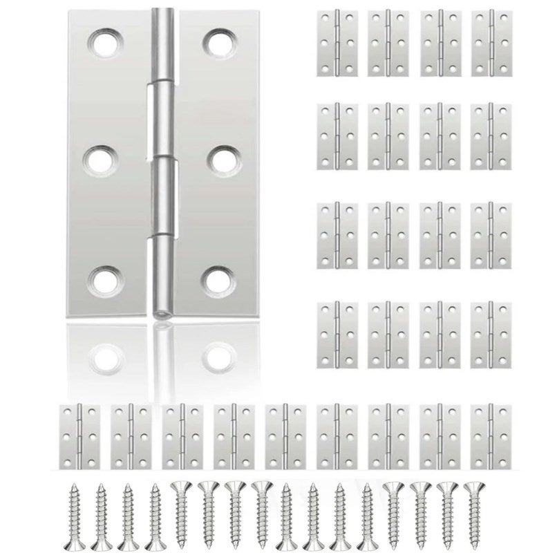 (44mmx31mm) 24szt. Małe zawiasy drzwiowe, zawiasy ze stali nierdzewnej, zawiasy drzwiowe DIY do szafek drzwiowych i garderób