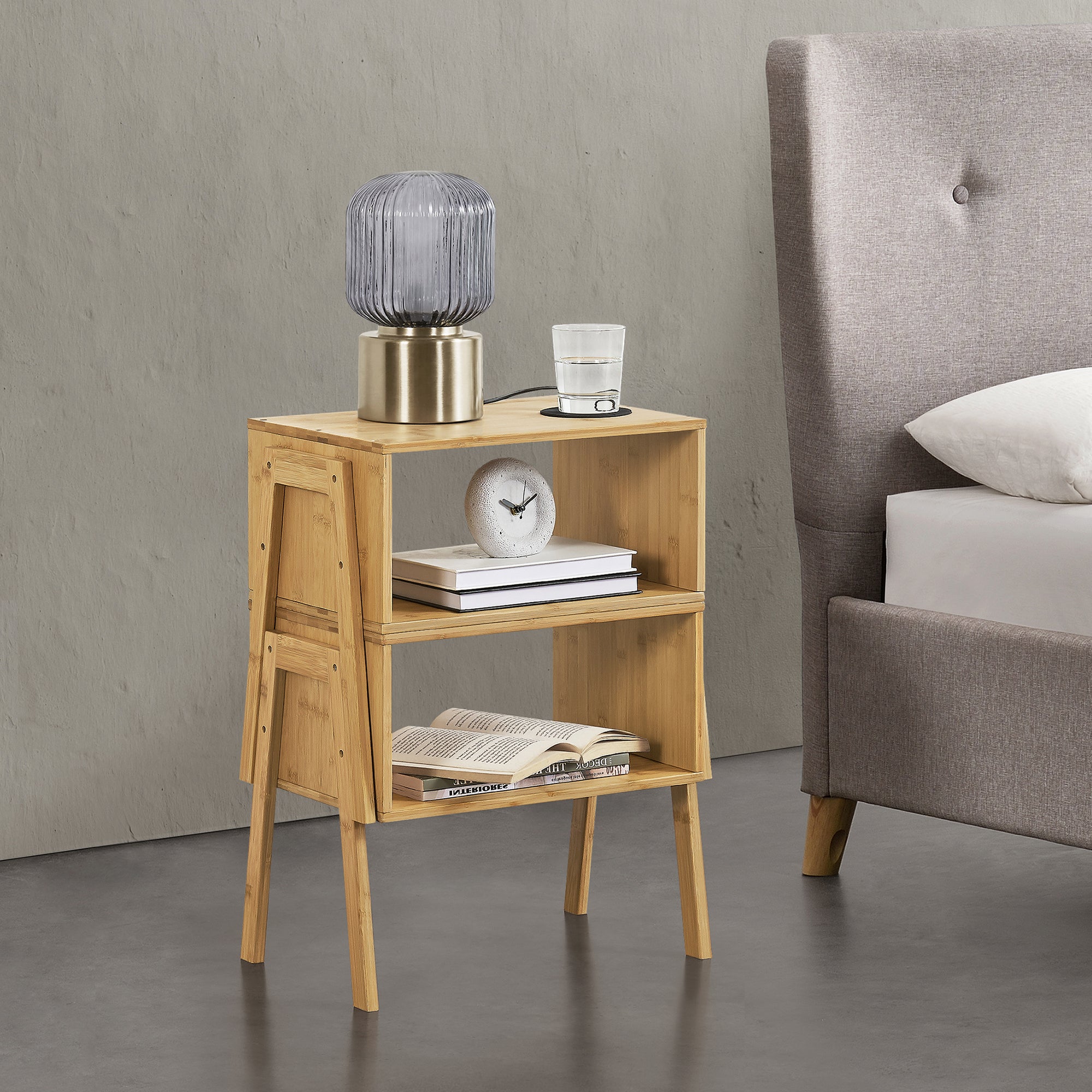 HOMCOM Comodino Multiuso Tavolino Da Divano In Bambù, Design Aperto 43x32 5x42cm~17t7jmic09800