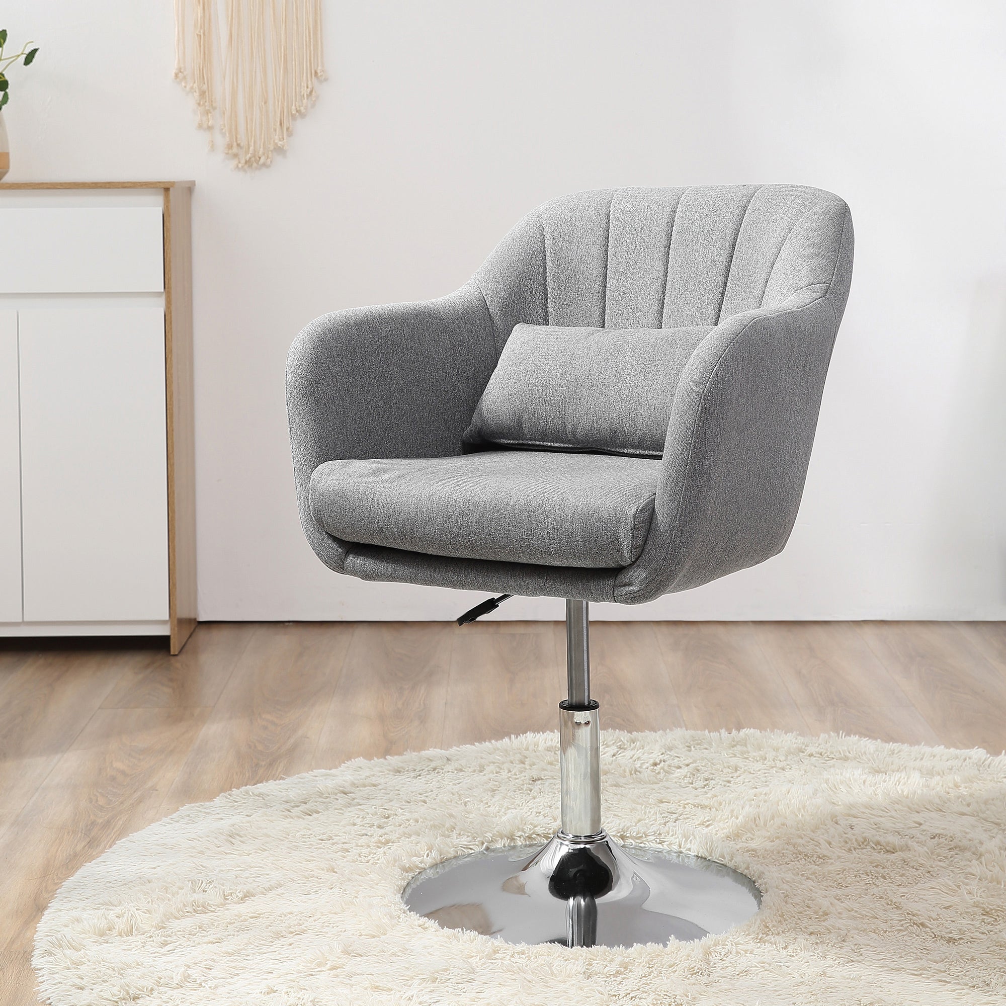 Sedia Da Ufficio Ergonomica HOMCOM Bianca - Girevole, Altezza Regolabile (54-60 Cm), Rivestimento In Spugna, Portata 120 Kg, Per Soggiorno E Camera Da Letto