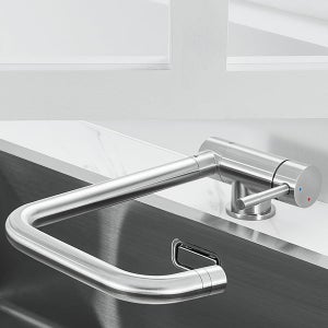 Rubinetto da cucina da 3/8, miscelatore lavabo estraibile, girevole a 360°, 2 tipi di getto, per acqua calda e fredda, colore oro (con 2 tubi) | Leroy Merlin Rubinetto da cucina da 3/8, miscelatore lavabo estraibile, girevole a 360°, 2 tipi di getto, per acqua calda e fredda, colore oro (con 2 tubi) | Leroy Merlin
