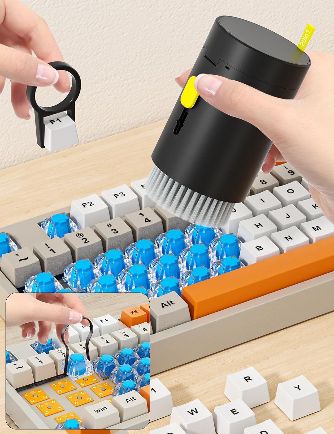 Kit Nettoyage pc Nettoyage Clavier Ordinateur Brosse Clavier Ordinateur 10pcs kit de Nettoyage Extracteur de Clavier Souffleur d'air etc pour Ordinateur Portable et Clavier Pc