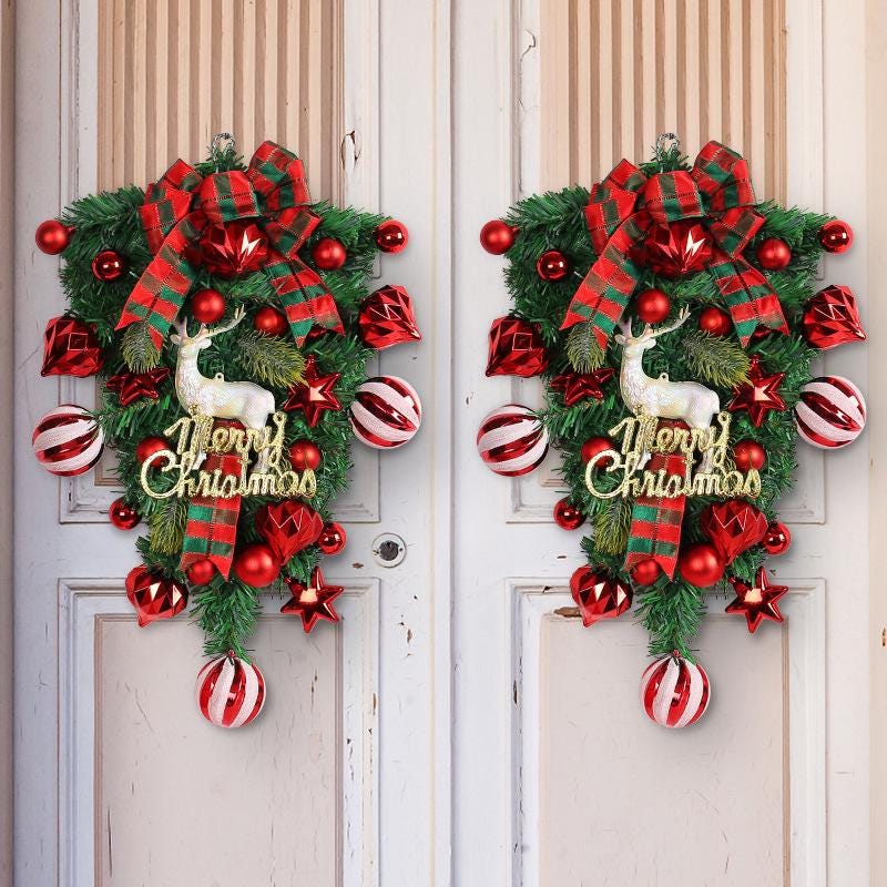 Ghirlande di Natale per esterni, decorazioni natalizie per finestre, specialità del giorno, ghirlande rosse appese decorate con bastoncini di zucchero | Leroy Merlin Ghirlande di Natale per esterni, decorazioni natalizie per finestre, specialità del giorno, ghirlande rosse appese decorate con bastoncini di zucchero | Leroy Merlin