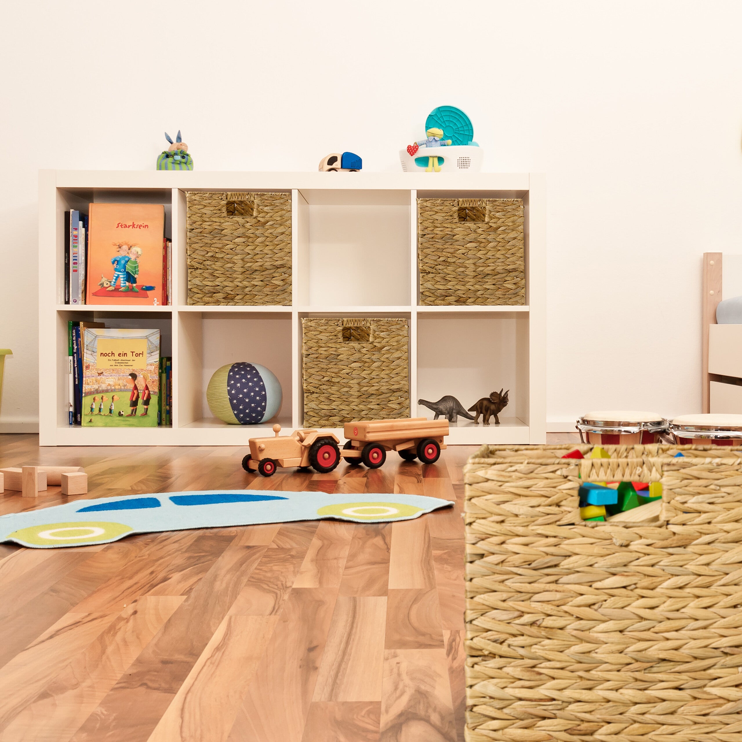 Panier de rangement, lot de 4, pour les jouets et vêtements, H x L x P : 30 x 30 x 30 cm, nature, Relaxdays - 2