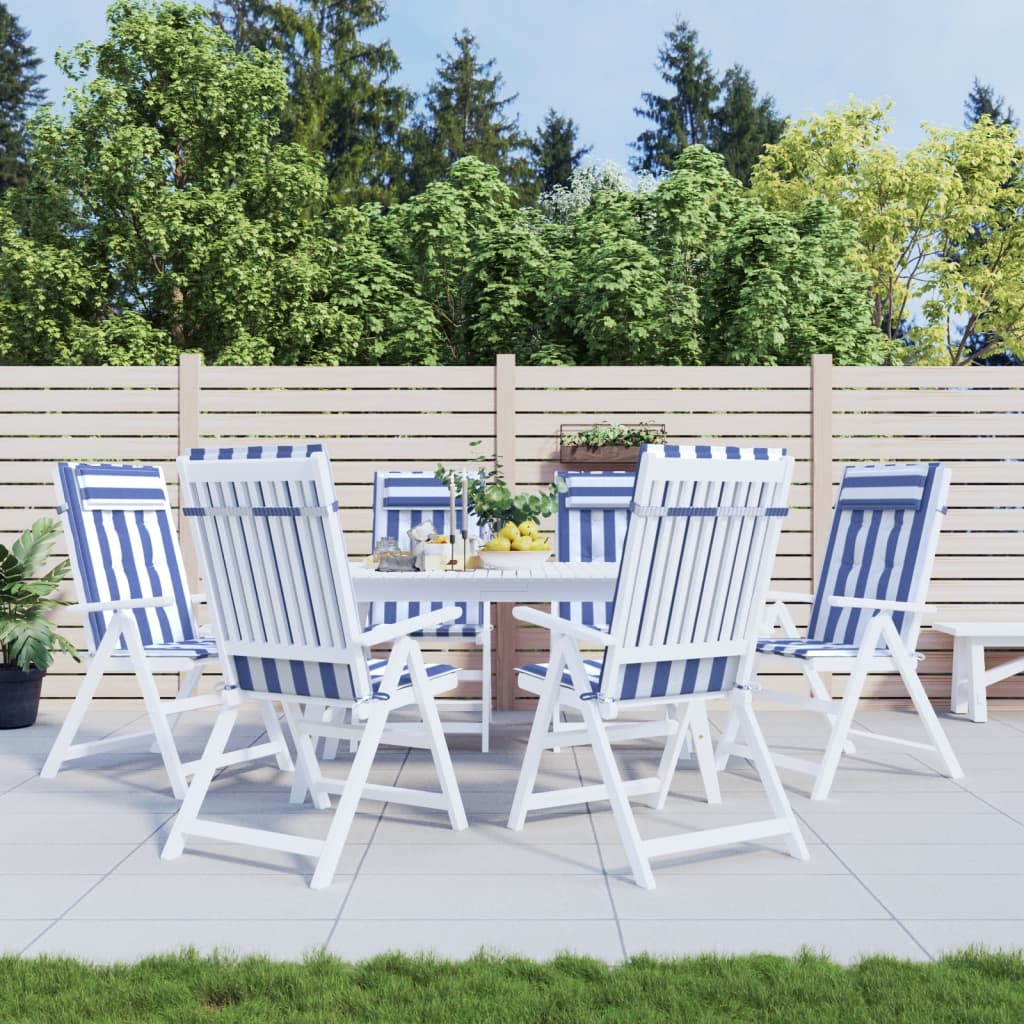 Poduszki na krzesła z wysokim oparciem, 6 szt., niebiesko-białe vidaXL