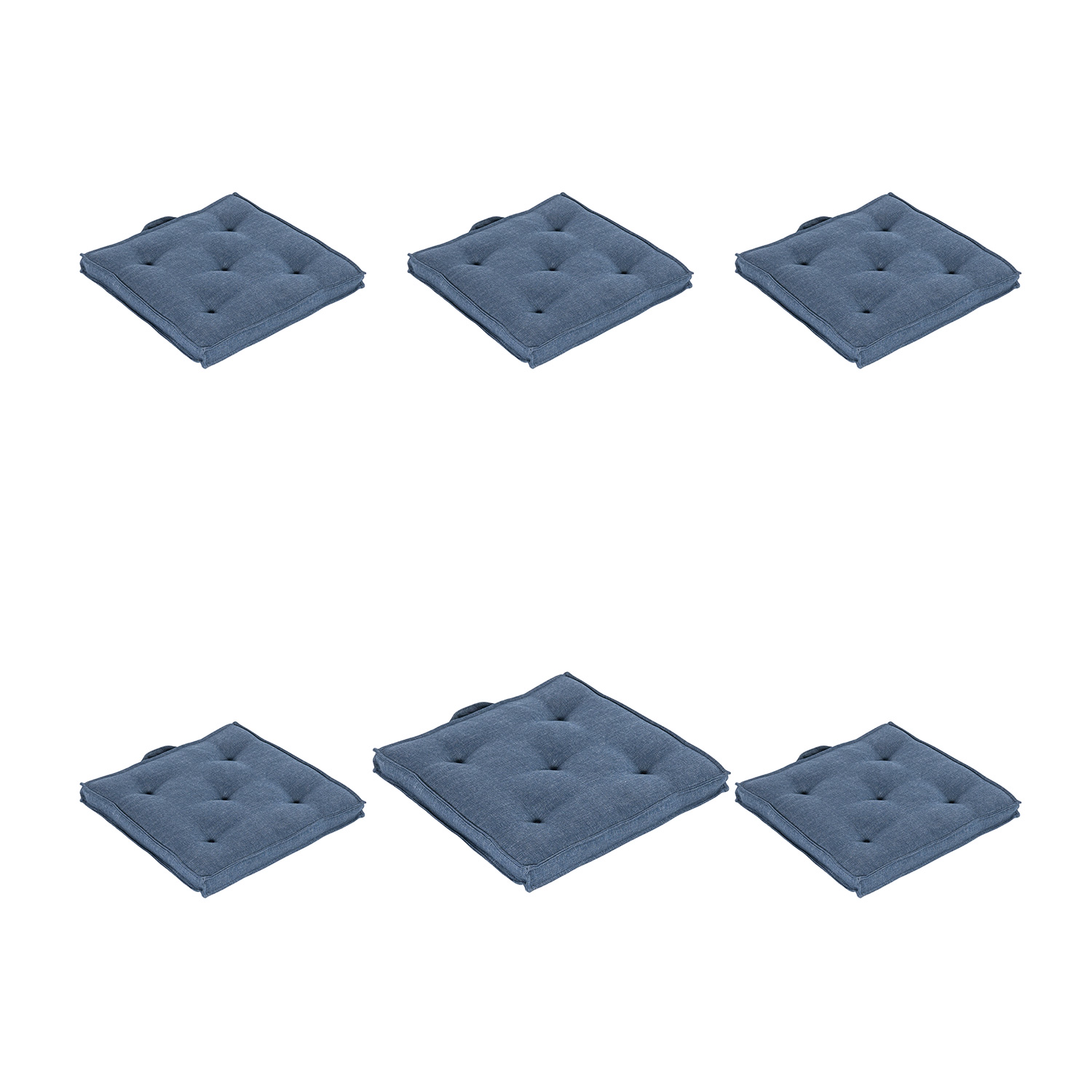Pack de 6 cojines para sillas de jardín olefin azul 42x42 cm