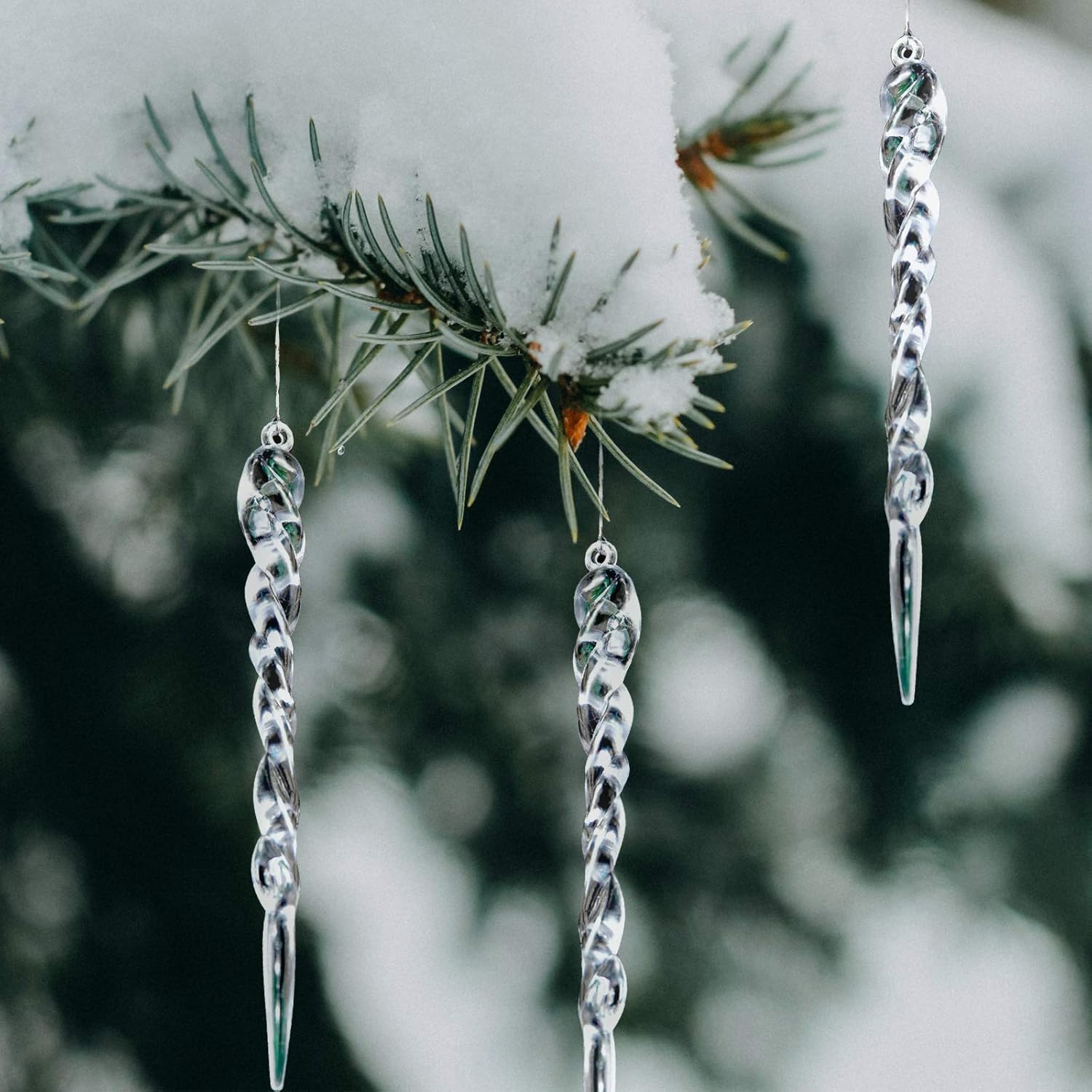Ghiacciolo di Natale, 24 pendenti e plettri di Natale, decorazione per l'albero di Natale, oggetto da appendere in ghiaccio acrilico - 2