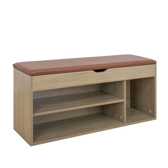 Cassapanca con scarpiera color legno scuro 104x49x30 cm