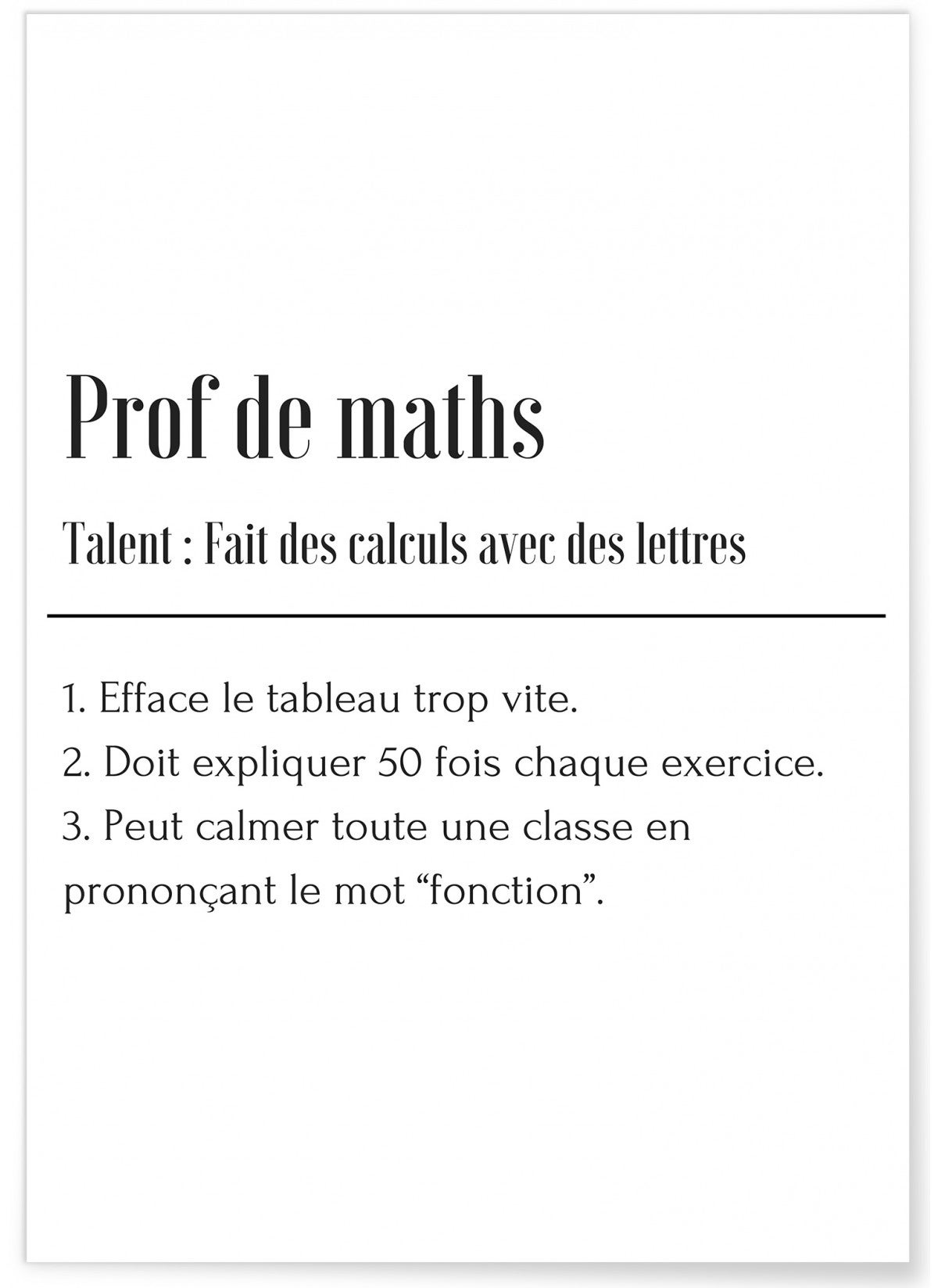 Affiche Définition Professeur de Maths - Format A3 - | Leroy Merlin
