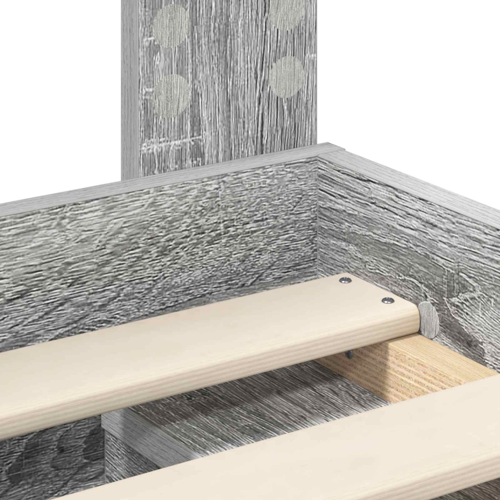 Cadre de lit gris 200 x 200 cm en bois de pin massif - 9