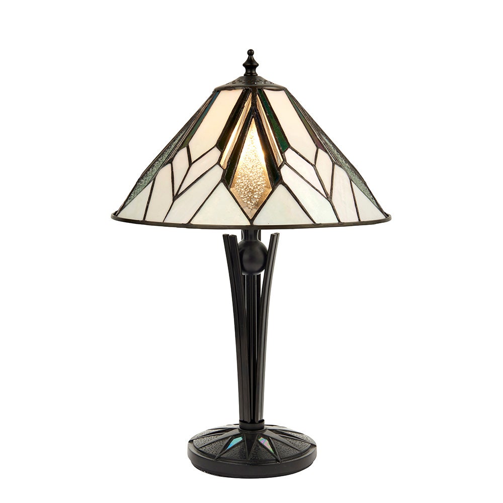 Lampa stołowa geometryczna ASTORIA brązowa 1xE14x15W szkło wym:44,5x30x30cm IP20 Tiffany