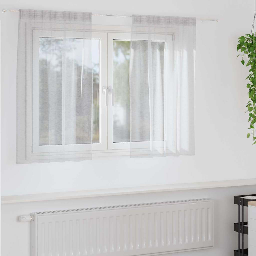 Firany Voile 2 pcs Jasnoszary 140 x 140 cm Poliester vidaXL