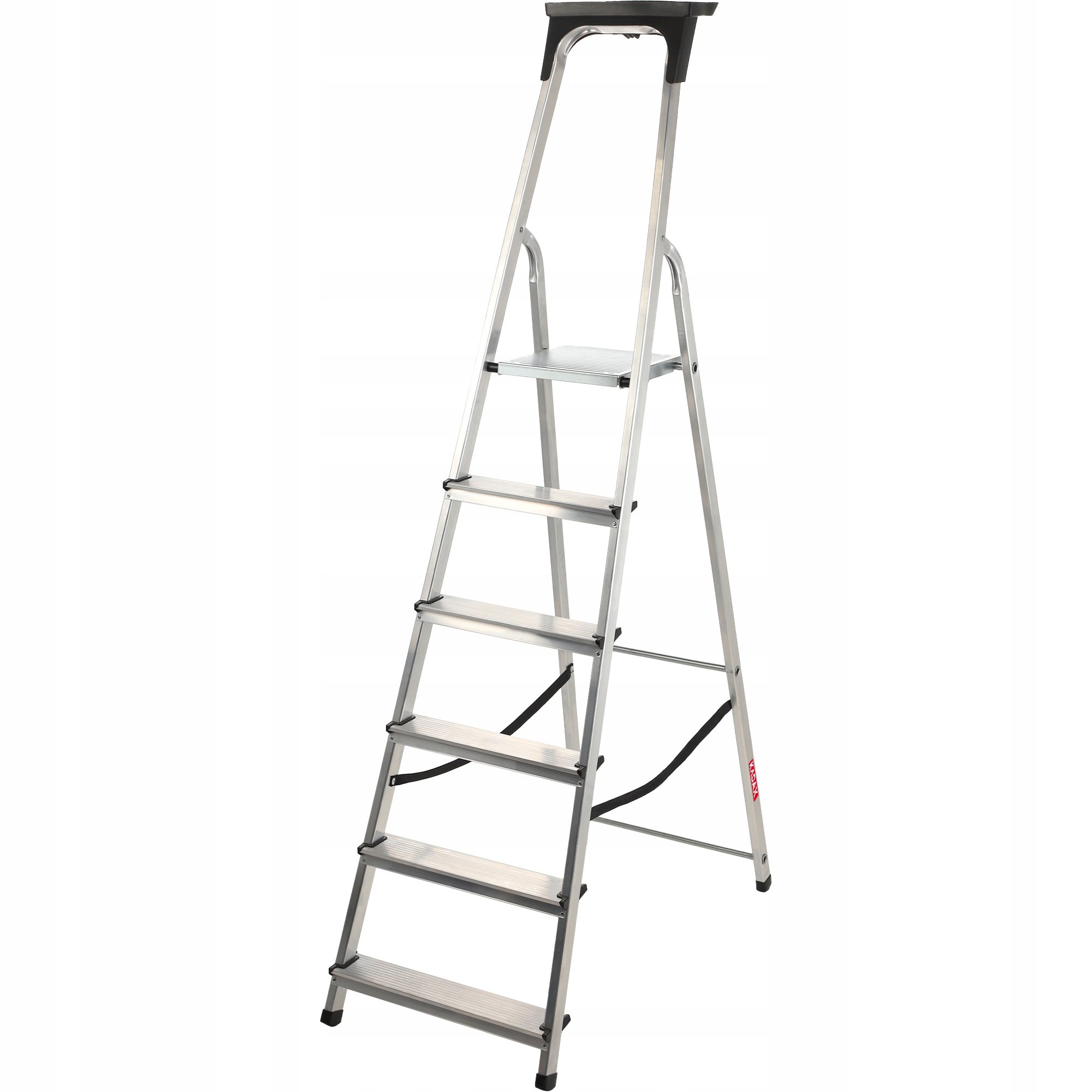 DRABINA ALUMINIOWA 6 STOPNIOWA SKŁADANA DOMOWA MOCNA PÓŁKA +HAK 125kg