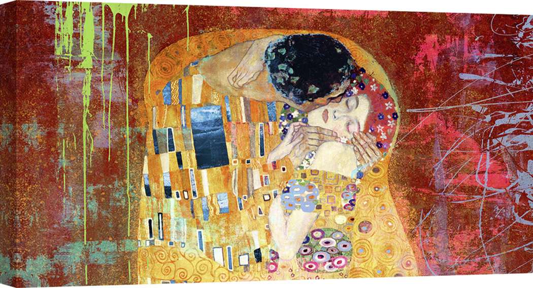 Klimt Le Baiser Carré De Soie Klimt "Le Baiser" Original Marron