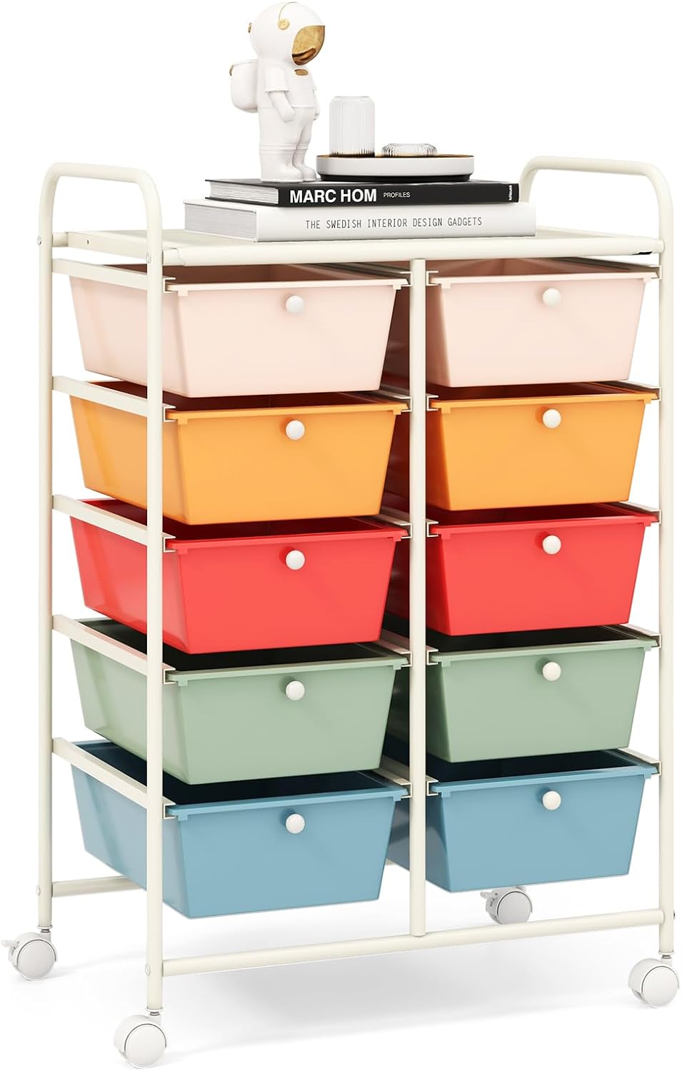Boîte De Rangement à Roulettes 4 Niveaux - étagère Plastique Gris