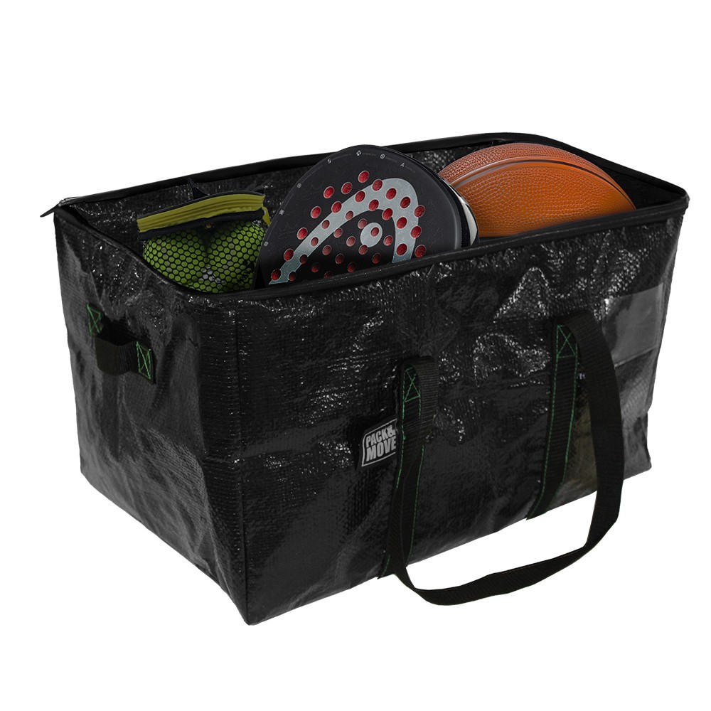 Saco de armazenamento reciclado - Mudança e transporte - 55 x 35 x 30 cm - Pacote com 6 unidades - Alças resistentes 55L - 6