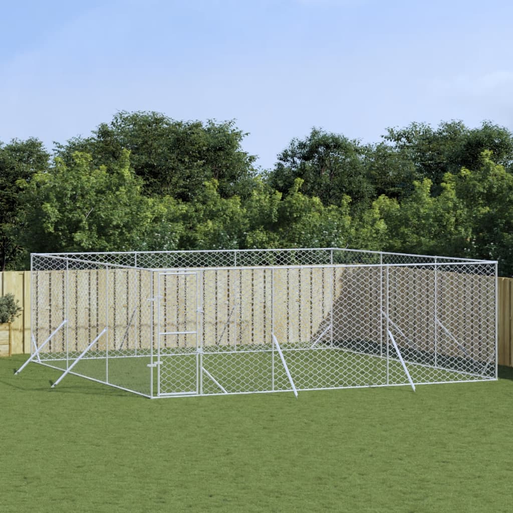 Kojec zewnętrzny dla psa, srebrny, 6x6x2 m, stal galwanizowana vidaXL