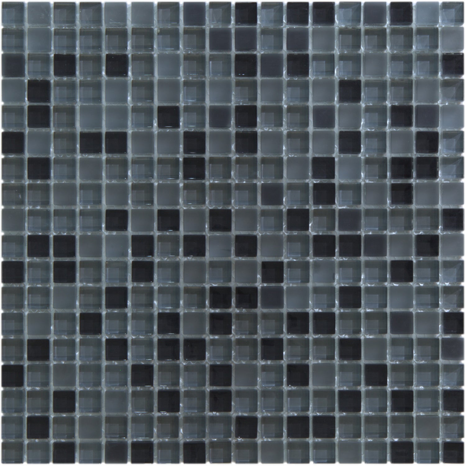 Multipack da 33 fogli di mosaico in vetro su rete grigio scuro e grigio chiaro per bagno e piscina. 3m2 - Spessore 8mm - 30x30 cm - 2