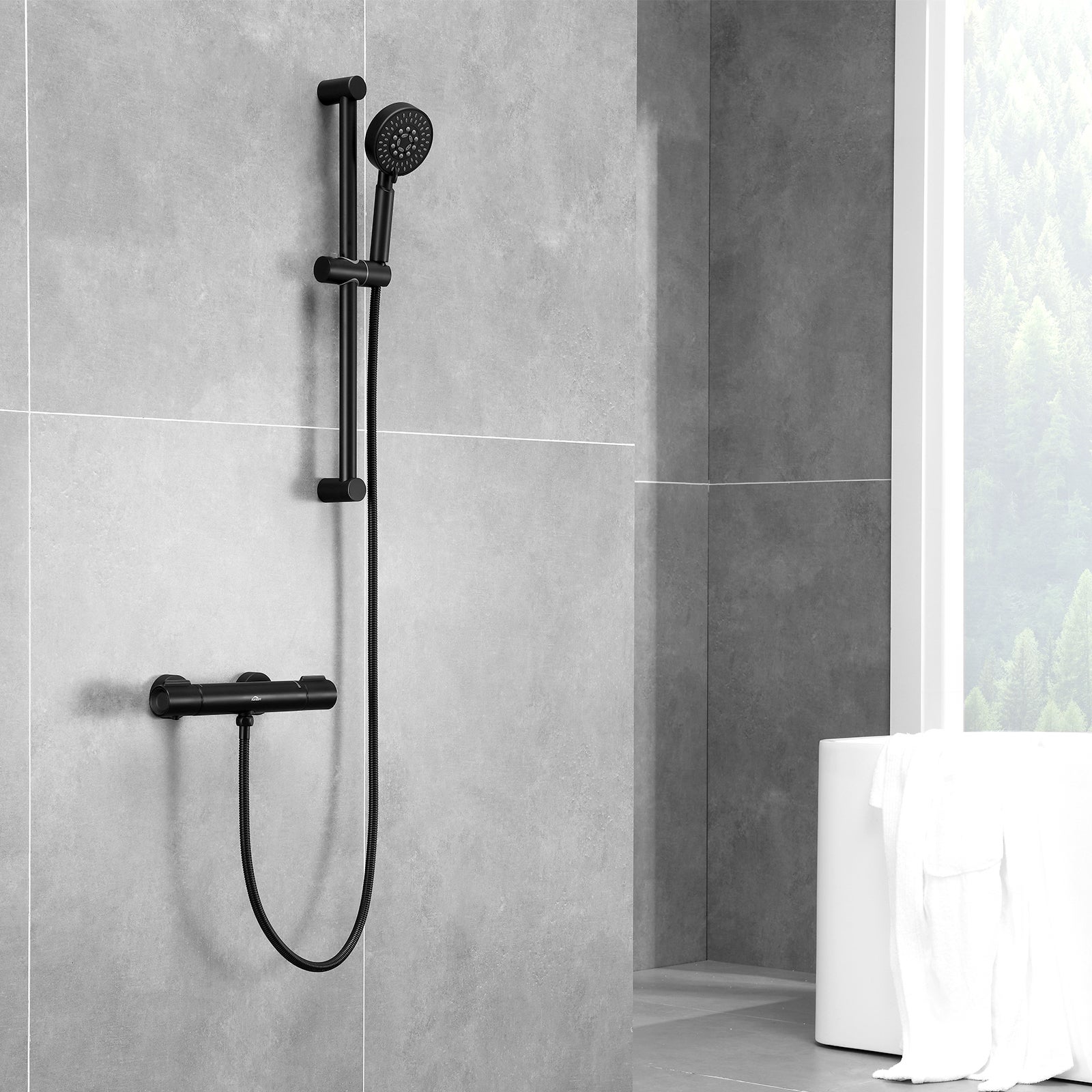 Mitigeur Bain-douche Thermostatique En Inox Bordeau Noir - Robinet de