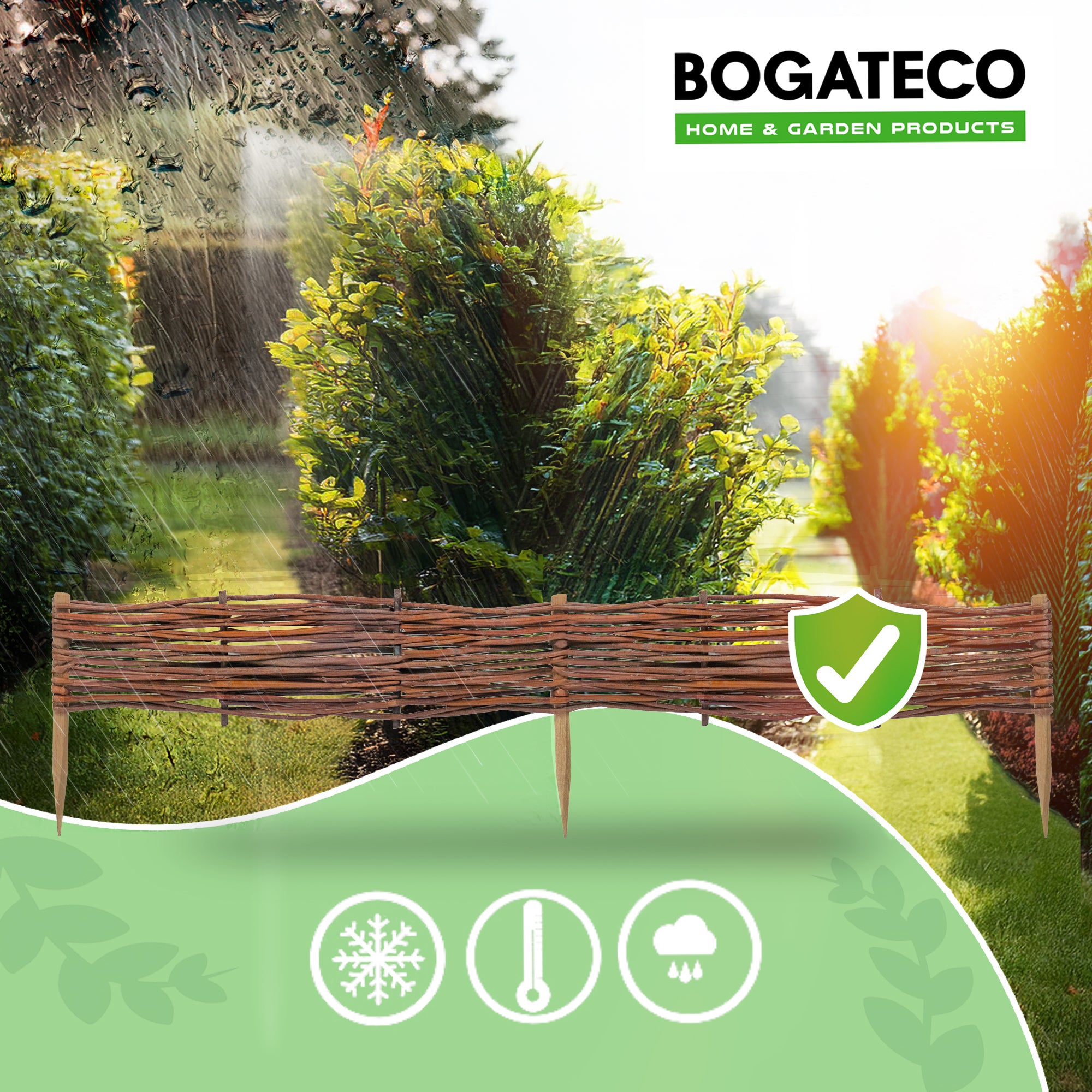 10 x Bordure clôture en osier BOGATECO en saule | 60 cm de longueur et 10 cm de hauteur | Bordure de pelouse de clôture en bois - 7