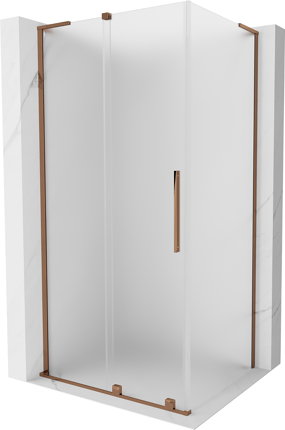 Mexen Velar L kabina prysznicowa rozsuwana 110 x 100 cm, szron, różowe złoto - 871-110-100-33-60