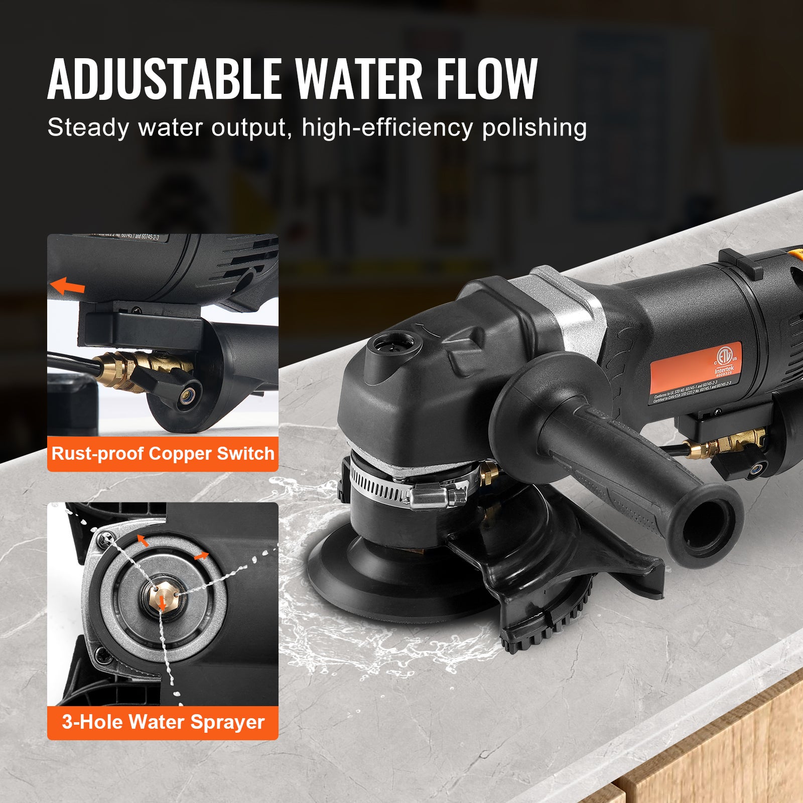 Polisseuse humide SucceBuy 800 W,meuleuse béton 4 po avec 6 vitesses et 7 kits de polissage,pour marbre,granit,pierre,roche,carrelage - 7