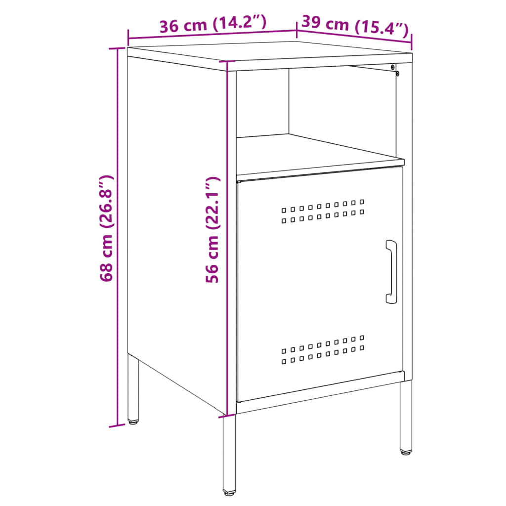 Comodino Bianco 36x39x68 cm in Acciaio vidaXL - 3