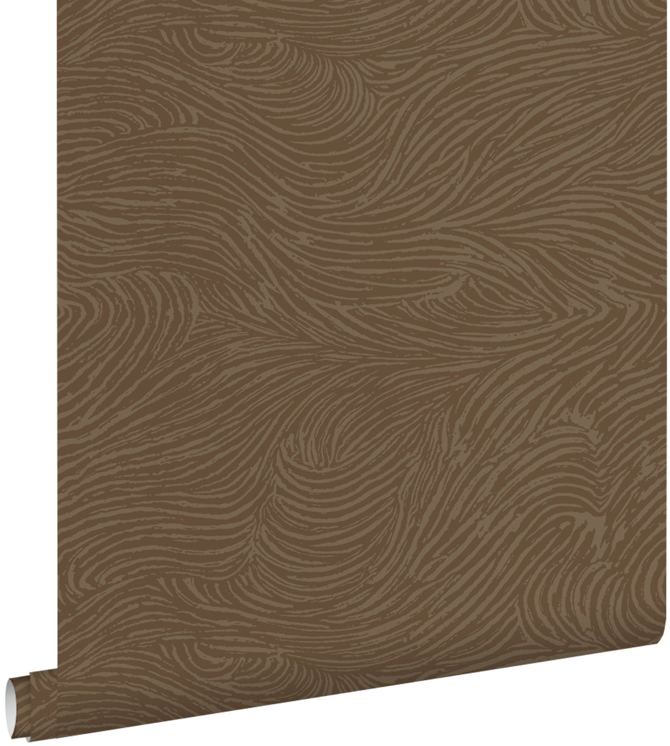 Tapeta faliste linie 3D brązowym - 50 x 900 cm - ESTAHOME