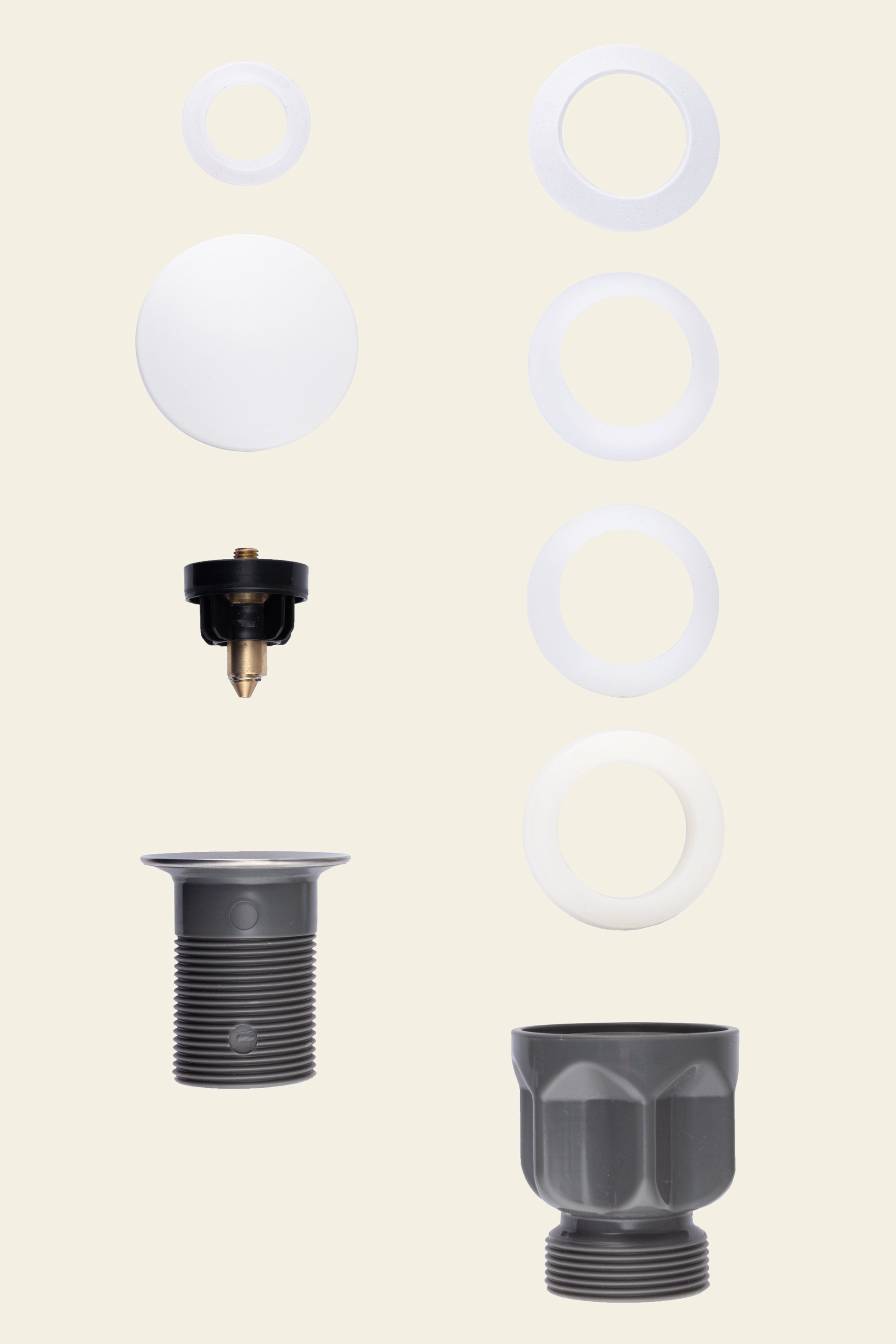 Bonde de lavabo/vasque clic-clac M33x42 TESS corps en ABS capot recouvrant en résine blanche sans trop plein BASS - 4