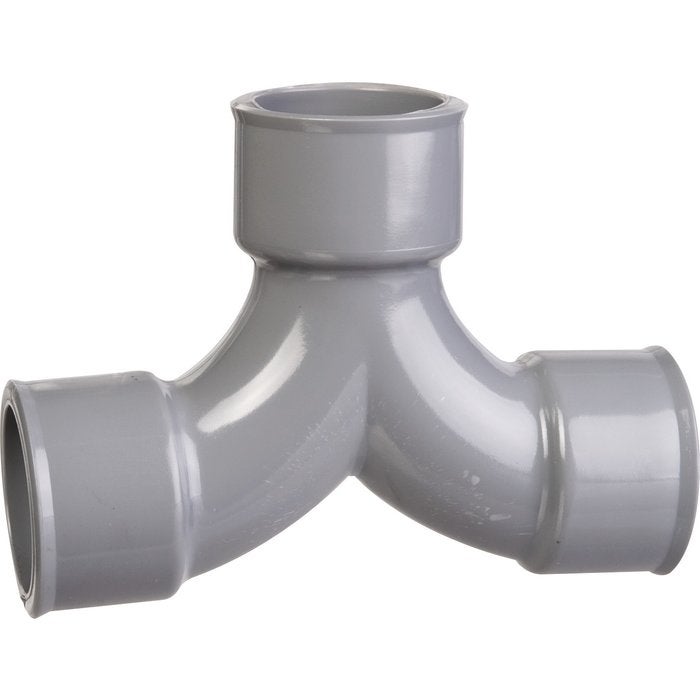 Raccord PVC Gris Coudé Double 87°30 - 32 Mm - Triple Emboîture - Girpi