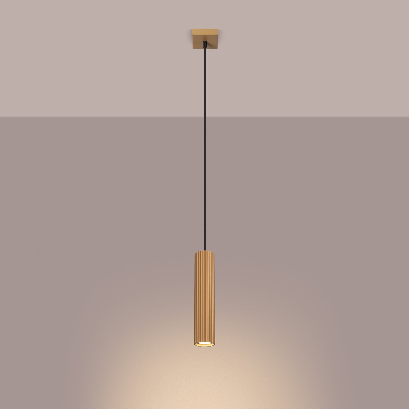 Lampa wisząca GLOOW 1 złoty LED 3000K - 8x8x118cm Sollux