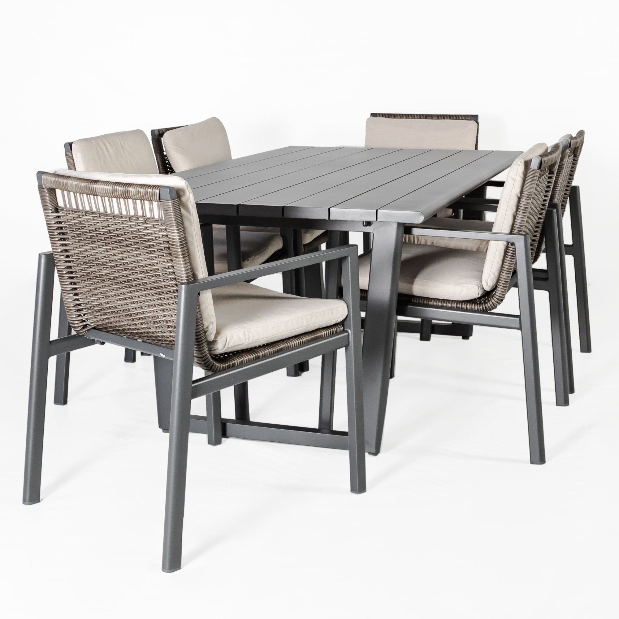 Conjunto de comedor de jardín ONIX 7 piezas en aluminio antracita con mesa y 6 sillas - 2