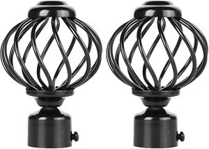 AHANDMAKER Lot De 4 Embouts De Tringle à Rideaux En Fer Noir - Diamètre 2cm